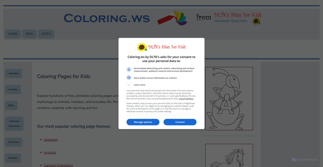 Security scan screenshot of https://coloring.ws