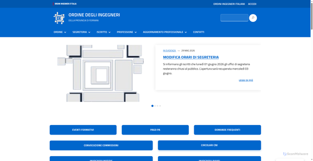 Security scan screenshot of https://ferrara.ordingegneri.it/