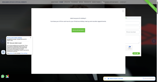 Security scan screenshot of https://benaffleckofficialwebsite.com.free/