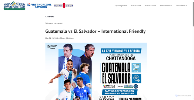 Security scan screenshot of https://finleystadium.com/event/2333/