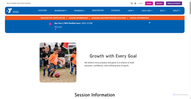 Security scan screenshot of https://www.ymcapkc.org/programs/sports/youth-sports/soccer