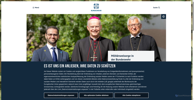 Security scan screenshot of https://www.bundeswehr.de/de/organisation/militaerseelsorge