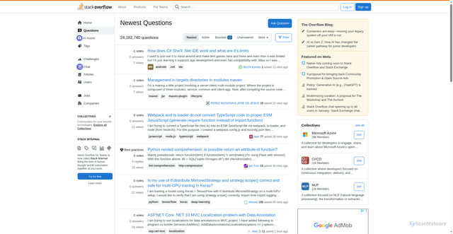 Security scan screenshot of https://stackoverflow.com