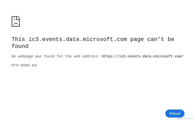 Security scan screenshot of https://ic3.events.data.microsoft.com/
