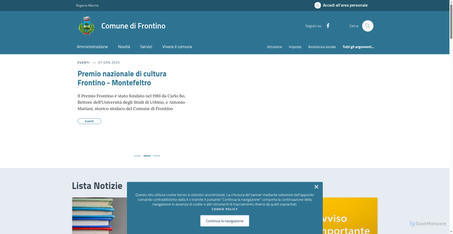 Security scan screenshot of https://comune.frontino.pu.it/