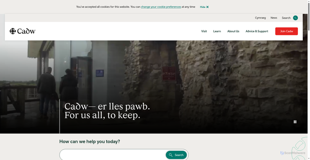 Security scan screenshot of https://cadw.gov.wales/