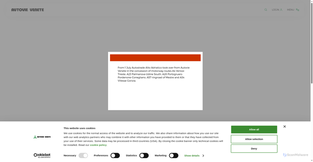 Security scan screenshot of https://www.autovie.it/