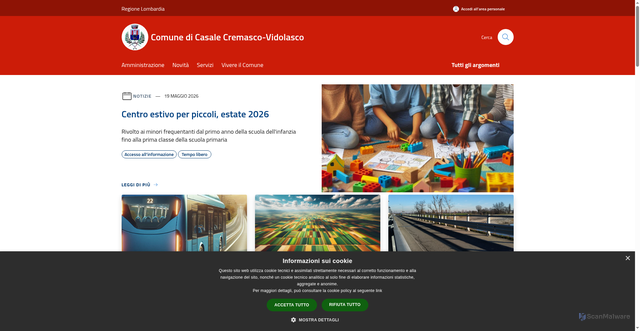 Security scan screenshot of https://www.comune.casalecremascovidolasco.cr.it