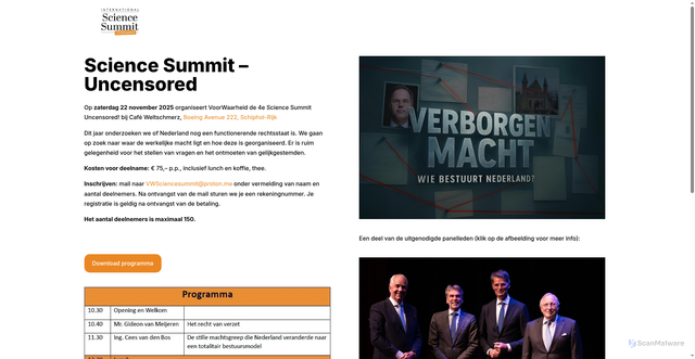 Security scan screenshot of https://sciencesummituncensored.nl/