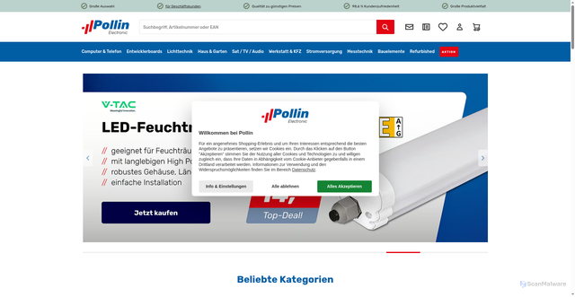 Security scan screenshot of https://pollin.de