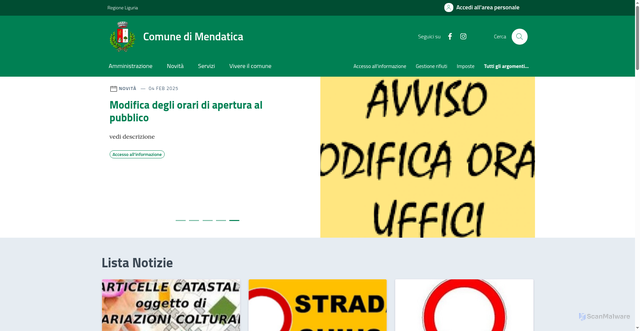Security scan screenshot of https://comune.mendatica.im.it/