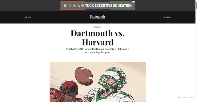 Security scan screenshot of https://dartmouthalumnimagazine.com/articles/dartmouth-vs-harvard