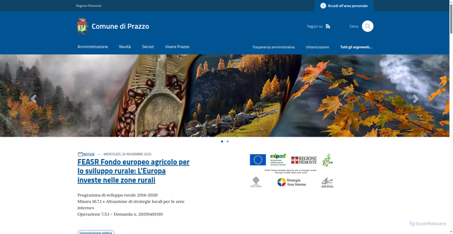 Security scan screenshot of https://www.comune.prazzo.cn.it/