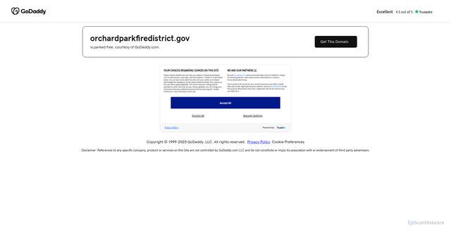 Security scan screenshot of https://orchardparkfiredistrict.gov/