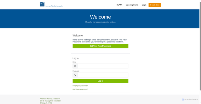 Security scan screenshot of https://account.planning.org
