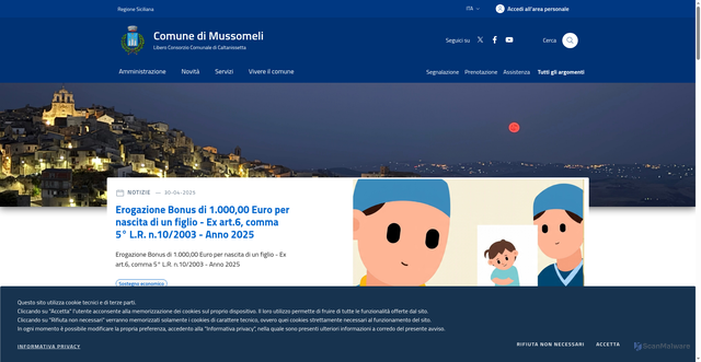 Security scan screenshot of https://www.comune.mussomeli.cl.it/