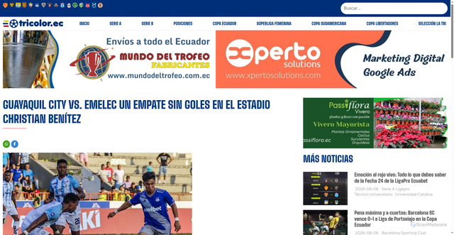 Security scan screenshot of https://tricolor.ec/web/noticia/item/guayaquil-city-vs-emelec-un-empate-sin-goles-en-el-estadio-christian-benitez