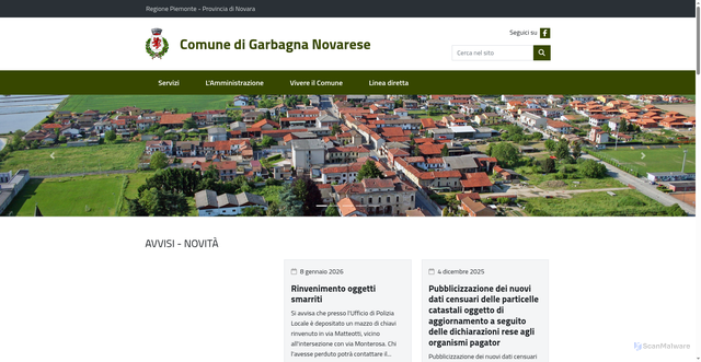 Security scan screenshot of https://www.comune.garbagna.no.it/it-it/home