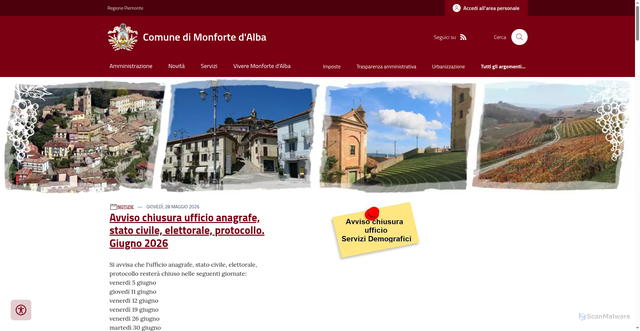 Security scan screenshot of https://www.comune.monforte.cn.it