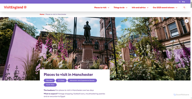 Security scan screenshot of https://www.visitengland.com/trip-ideas/places-visit-manchester-city-break