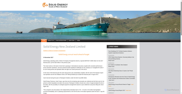 Security scan screenshot of http://www.solidenergy.co.nz/