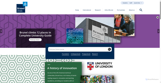 Security scan screenshot of https://www.brunel.ac.uk/