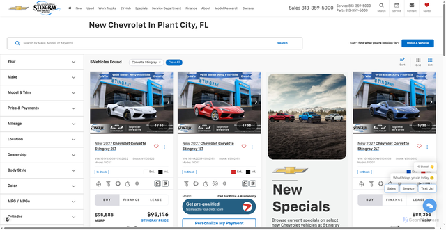 Security scan screenshot of https://www.stingraychevrolet.com/corvette-research/chevy-corvette-c8-specs/