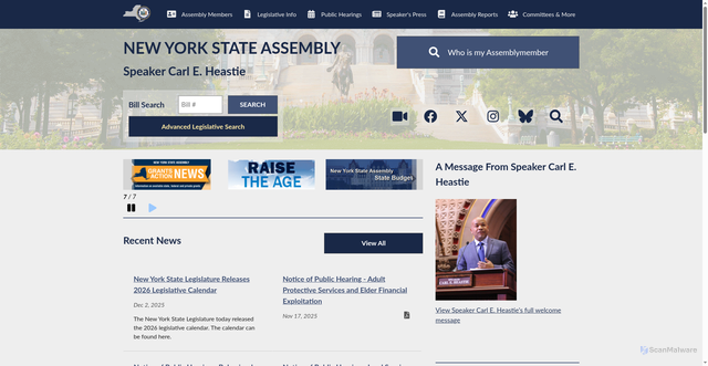 Security scan screenshot of https://nyassembly.gov/