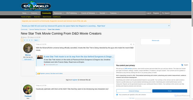 Security scan screenshot of https://www.enworld.org/threads/new-star-trek-movie-coming-from-d-d-movie-creators.716213/
