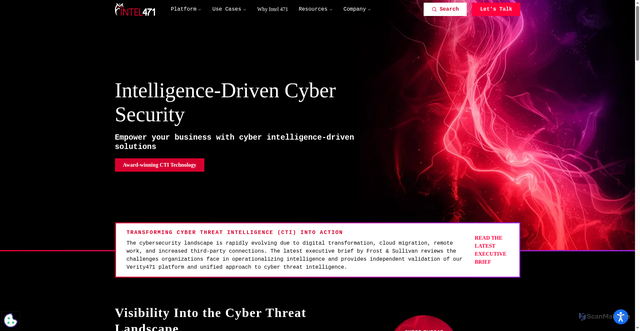 Security scan screenshot of https://www.intel471.com
