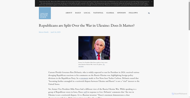 Security scan screenshot of https://www.carolinapoliticalreview.org/editorial-content/2023/4/24/republicans-are-split-over-the-war-in-ukraine-does-it-matter