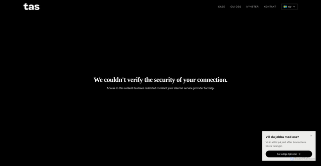 Security scan screenshot of https://tas.se