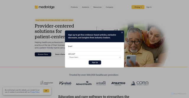Security scan screenshot of https://www.medbridgeeducation.com