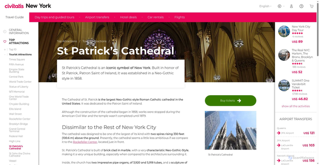 Security scan screenshot of https://www.introducingnewyork.com/saint-patrick-cathedral