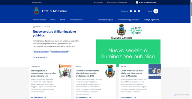 Security scan screenshot of https://www.comune.monselice.padova.it/