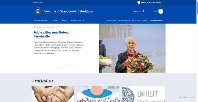 Security scan screenshot of https://comune.sassocorvaroauditore.pu.it/