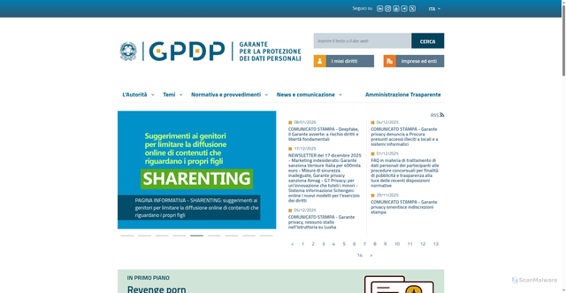 Security scan screenshot of https://www.gpdp.it/