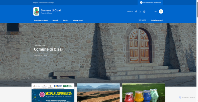 Security scan screenshot of https://www.comune.olzai.nu.it/