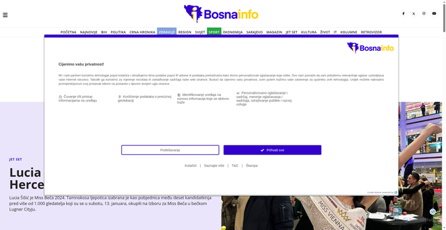 Security scan screenshot of https://bosnainfo.ba/jet-set/lucia-sisic-porijeklom-iz-bosne-i-hercegovine-je-nova-miss-beca/