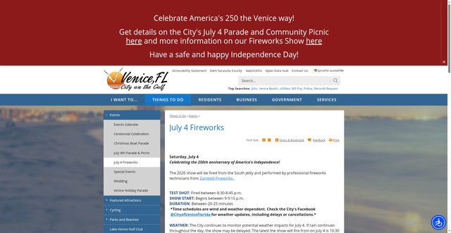 Security scan screenshot of https://www.venicegov.com/things-to-do/events/july-4-fireworks