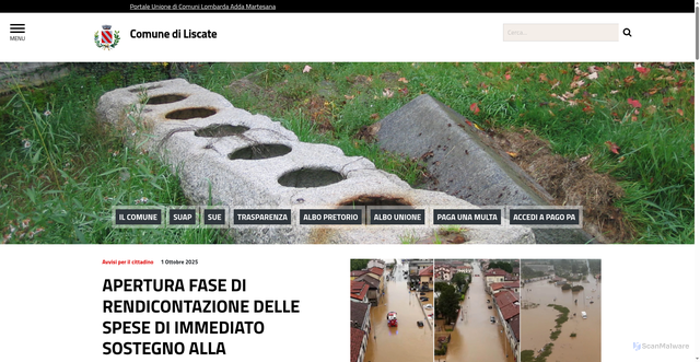 Security scan screenshot of https://www.comune.liscate.mi.it/