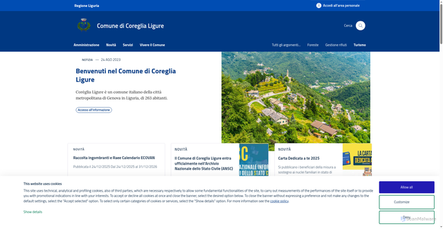 Security scan screenshot of https://www.comune.coreglialigure.ge.it