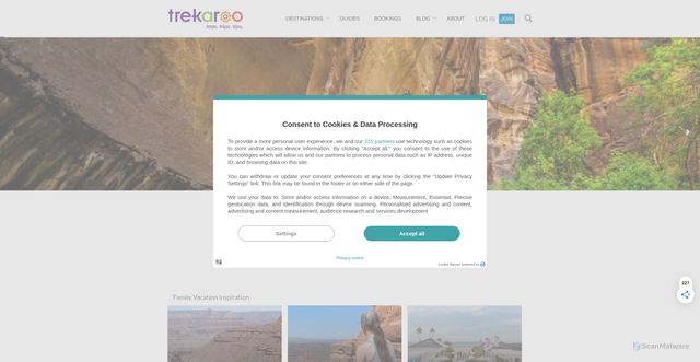 Security scan screenshot of https://trekaroo.com
