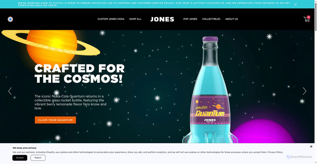 Security scan screenshot of https://www.jonessoda.com