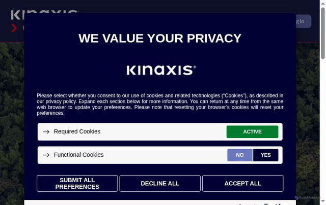 Security scan screenshot of https://help.kinaxis.com
