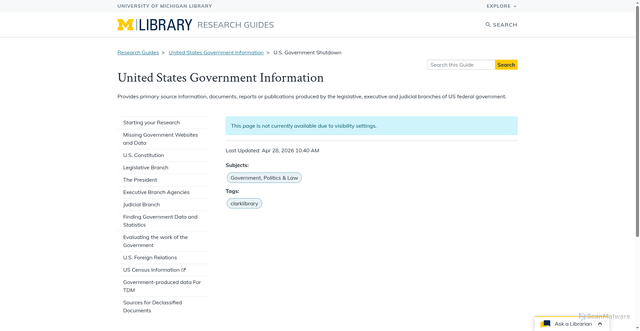 Security scan screenshot of https://guides.lib.umich.edu/c.php?g=283279&p=11158893