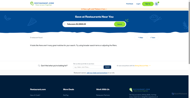 Security scan screenshot of https://restaurant.com