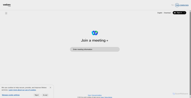 Security scan screenshot of https://pmagroup.webex.com