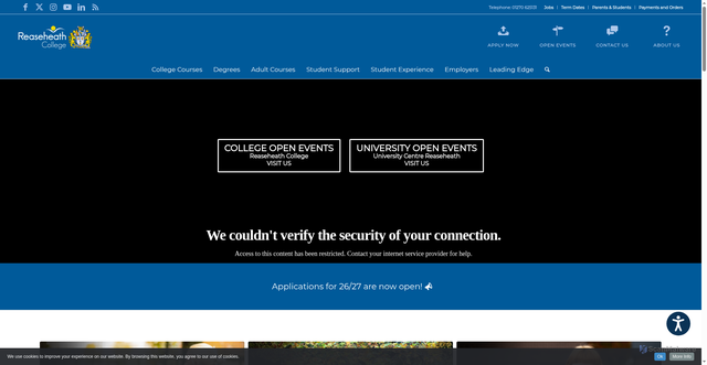Security scan screenshot of https://www.reaseheath.ac.uk/