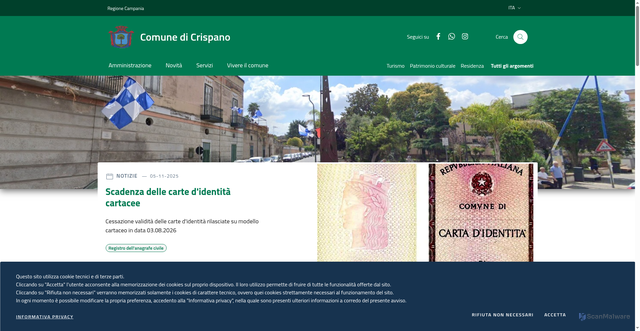 Security scan screenshot of https://www.comune.crispano.na.it/